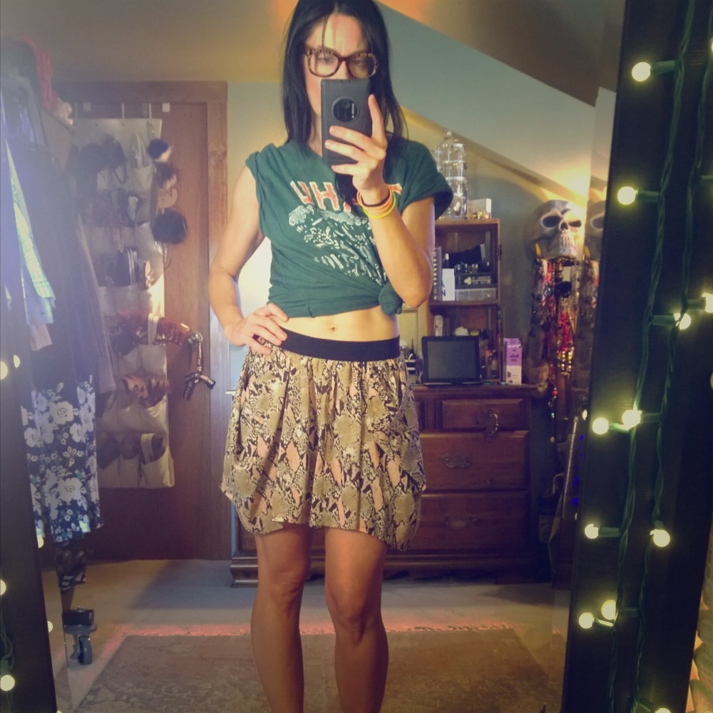 Armani Exchange Pink Snake Print Flowy Skirt!